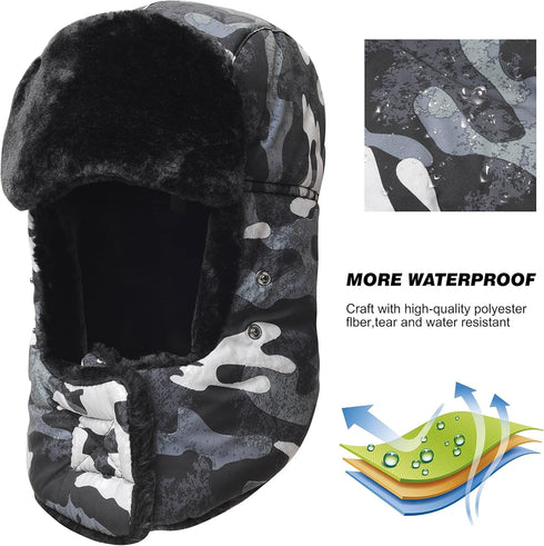 Trooper Trapper Hat,Winter Ski Hat with Winter Ear Flap and Ski Windproof Mask...