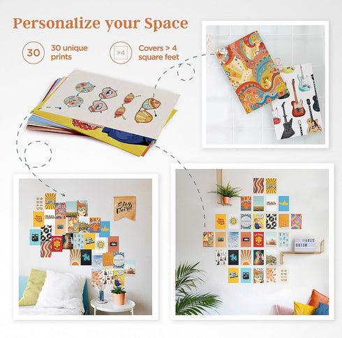 HAUS AND HUES Aesthetic Wall Collage Kit for Teens - Hippie Posters and Aesthetic Pictures for Wall Collage | Photo Wall Collage Kit Retro Photo C...