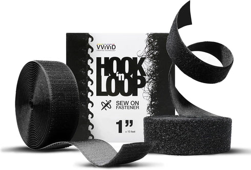 Hook 'n Loop Industrial Strength Black Sew-On Cloth Backed Roll (1" x 15ft Black)...