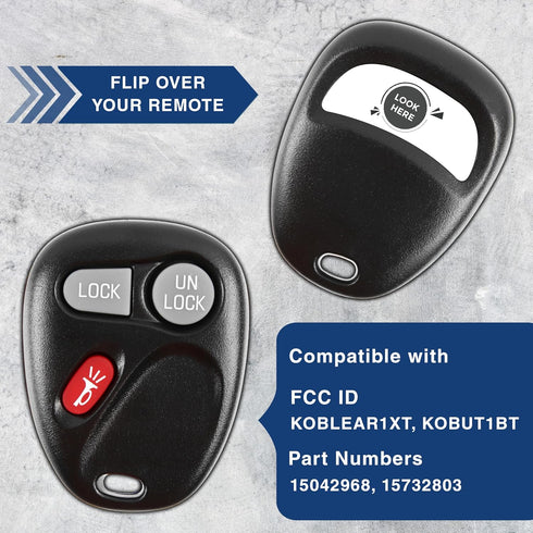 KeylessOption Key Fob Replacement for 1998 1999 2000 2001 2002 2003 2004 Cadillac Escalade Chevrolet Chevy Silverado Suburban Tahoe GMC Yukon Sier...
