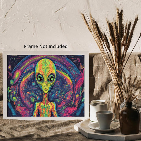 Posterizer 1 pcs- psychedelic funky hippie colorful sci fi alien 1-Abstract & Modern Art-Fantasy & Fiction Art- Living Room Bedroom Decor- unframe...