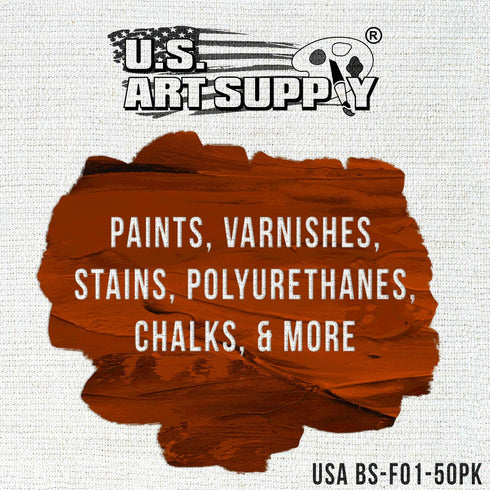 US Art Supply 1 inch Foam Sponge Wood Handle Paint Brush Set (Value Pack of 50) - Lightweight, Durable and Great for Acrylics, Stains, Varnishes, ...