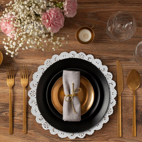 Round Paper Lace Table Doilies – 12 inch White Decorative Tableware Disposable Placemats; Made in Canada (Pack of 50)...