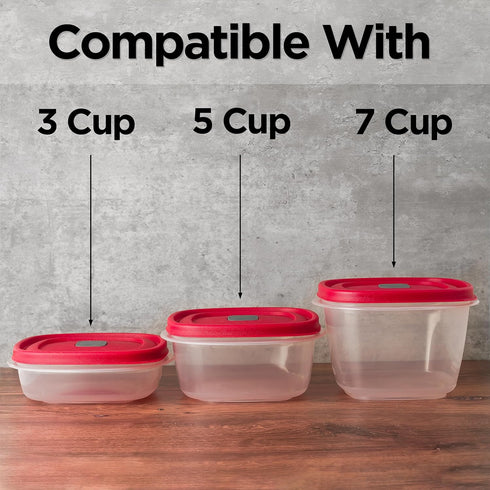3/5/7 Cup Replacement Lids for Rubbermaid Food Storage Containers Steam Vent (4-Pack, Red)...