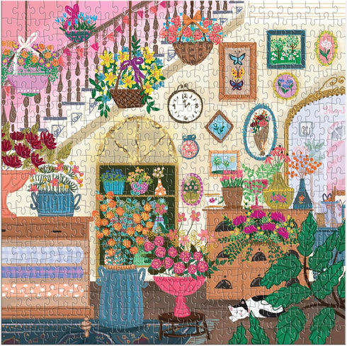 Galison Joy Laforme Flower Shop – 500 Piece Unique House Shaped Puzzle with Dreamy and Springtime Artwork of A Cozy Flower Shop...