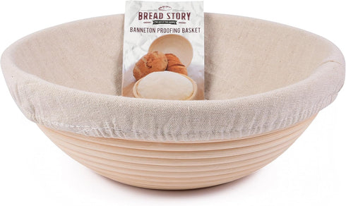 (10 inch) Round Banneton Proofing Basket Set - Brotform Handmade Unbleached Natural Cane For homemade Crusty Fresh, Easy to Bake Bread With Profes...
