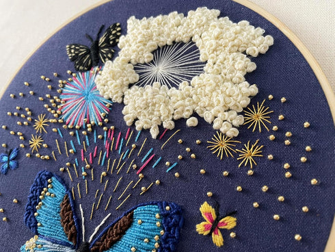 mozhijing Butterfly Embroidery Kit for Adults with Stamped Pattern, Round Beads for Embroidery DIY Crafting,Cross Stitch Beginner Kits with Frame,...
