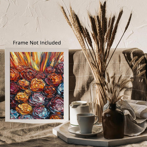 Posterizer 1 pcs-oil painting inspired-vibrant bouquet of flowers 1-Floral & Botanical Art-Collectibles & Fine Art-Decor for Home & Office- unfram...