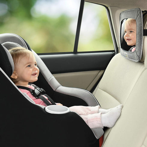 Travel Bug Soft Sided Rear & Forward Facing Safety Mirror for Baby & Toddler - Shatter Resistant - Jumbo Baby Car Mirror...