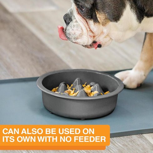The Niner Slow Feed Bowl - Raised Peaks Slow Down Pets Eating - Fits Elevated Feeders Including Neater Feeder Large Sizes - Gentle on Teeth and Gu...