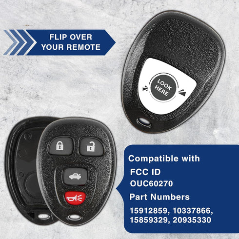 2X KeylessOption Key Fob Cover Case Replacement for 2006 2007 2008 2009 2010 2011 2012 2013 2014 2015 2016 Buick Cadillac Chevrolet Chevy Remote S...