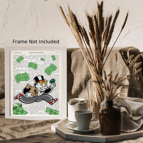 Posterizer 1 pcs-Monopoly Man Graffiti Dictionary Print-Retro Art-Urban Art- Gift for Men Women Entrepreneur Teens-Decor for Home & Office- unfram...