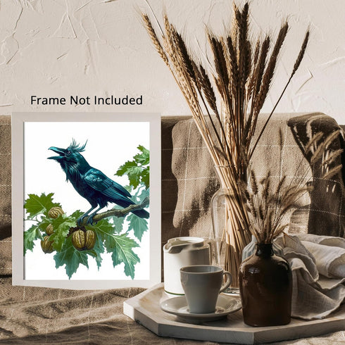 Posterizer 1 pcs-detailed natural history illustration of a raven-Corvus corax 4-Art for Animal Lovers-Gift for Men Women Teens-Chic Home Decor- u...