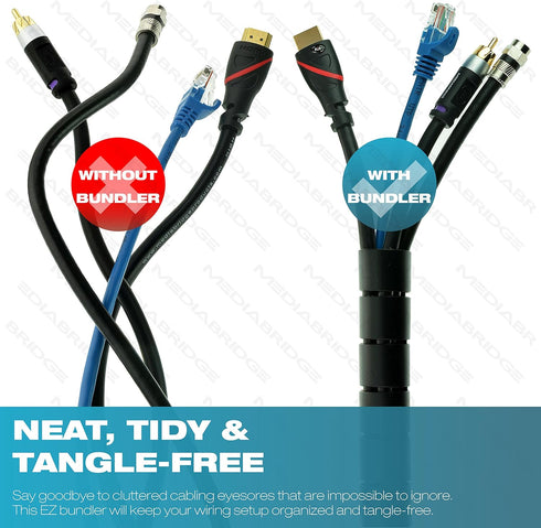 Mediabridge™ EZ Cable Bundler (6 Feet) - 1" Width - Flexible & Expandable Cable Management Sleeve (Part# CM1-25-06B)...
