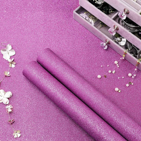 Amiya Purple Glitter Vinyl Contact Paper 17.3"×120" Self Adhesive Sparkly Stick and Peel Wallpaper Decorative Glittery Bling Wallpaper for Bedroom...