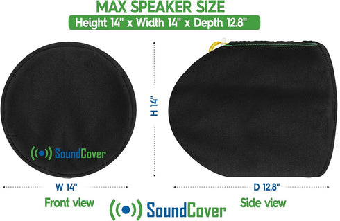 Two Large Black Heavy Duty Marine Wakeboard Tower Pod Speaker Covers for Large Round Boat Speakers - Cover Dimensions: Height 14" x Width 14" x De...