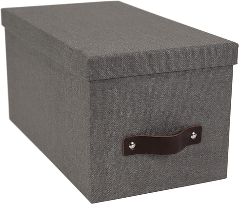 Bigso Silvia Organizational Storage Box with Leather Handle for Shelves and Stacks Easily - Durable and Decorative Storage Boxes with Lids - 5.9 i...