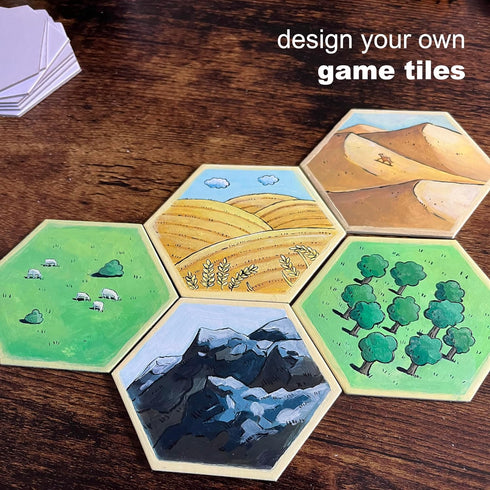 Apostrophe Games Hexagon Board Game Tiles – 20Pcs Large Game Board Pieces Blank Game Board Chits, Same Size as Settlers of Catan – Create Your Own...