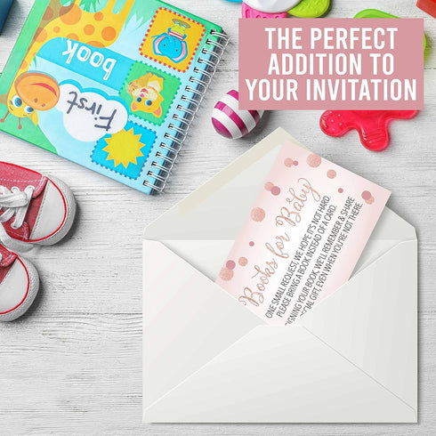 Hadley Designs 25 Book Request Baby Shower Guest Book Alternative-Gold Baby Shower Invitation Inserts, Books For Baby Shower, Bring A Book Instead...