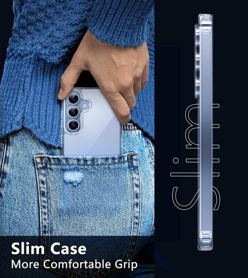 FNTCASE for Samsung Galaxy S24 Case: Anti Yellowing Clear Case | Military Grade Protection Slim Phone Cases | Shockproof Scratch-Resistant Transpa...