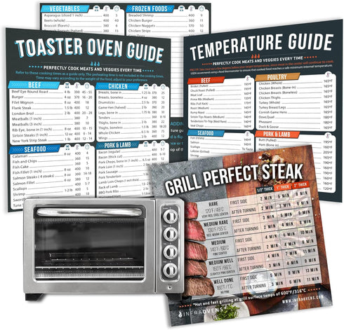 Toaster Oven Cheat Sheet Cooking Times Chart Magnet Accessories, Baking & Grilling Cookbooks, Food Temperature Guide Compatible with Breville, Cui...