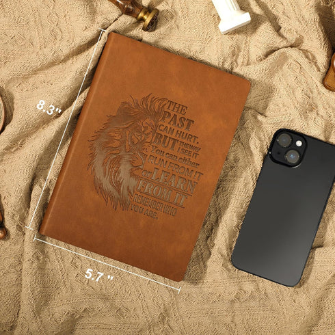 Leather Journal for Men Soft Cover 256 Pages Notebook Lined Journals for Writing A5 Lion Journaling Notebooks Vintage Inspirational Diary, 5.7" x ...