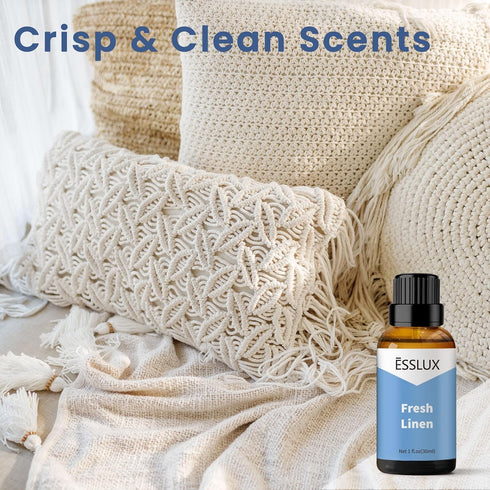Fresh Linen Fragrance Oil - ESSLUX Aromatherapy Essential Clean Scented Oils for Diffuser, Massage, Soap, Candle Making Scents, Perfume, Home Frag...