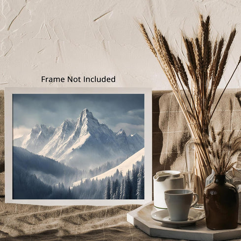 Posterizer 1 pcs-beautiful snowy mountain and trees winter scene-Landscape & Nature Art-GIft for Men Women Teens-Living Room Bedroom Decor- unfram...