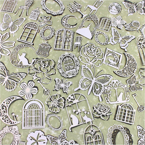 Scrapbook Paper Cutouts for Wedding Scrapbooking Embellishments, 120 Pcs Black and White Collage Materials for Junk Journal Supplies, Card Making,...