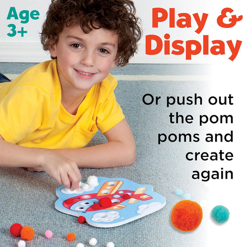 Creativity for Kids Pom Pom Pictures: Transportation - Train and Plane - Preschool Learning Activity, Sensory Toys for Toddlers Ages 3-4+...