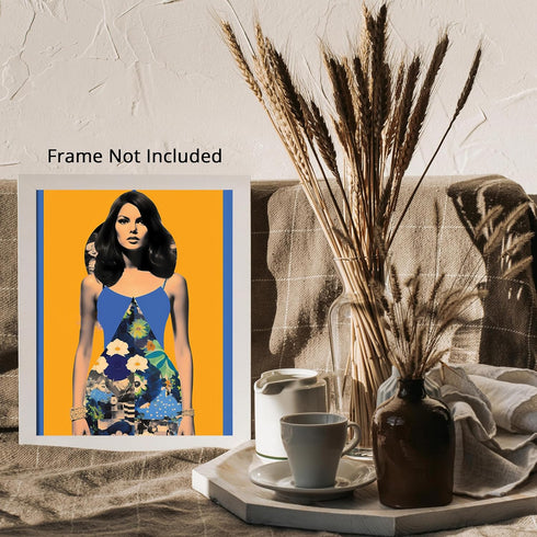 Posterizer 1 pcs-vintage woman with flower dress collage-Retro Art-Abstract & Modern Art-Gift for Art Lovers- UNFRAMED Wall Art...