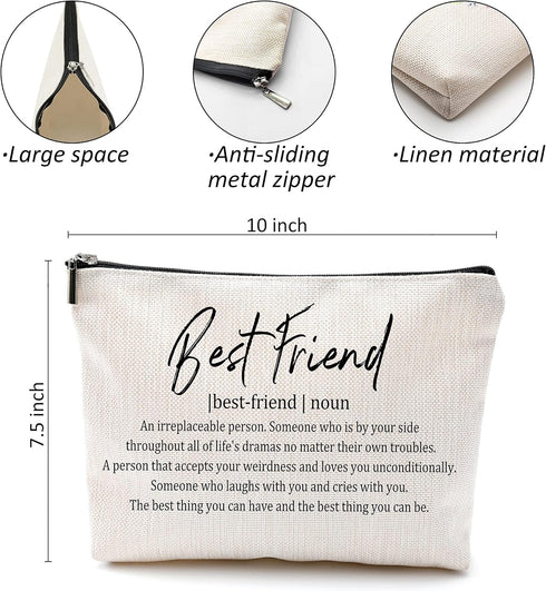 Best Friend Definition Makeup Bag,Inspirational Friendship Cosmetic Bag Travel Pouch,Best Friend Bestie BFF Soul Sister Gifts for Women Girls...