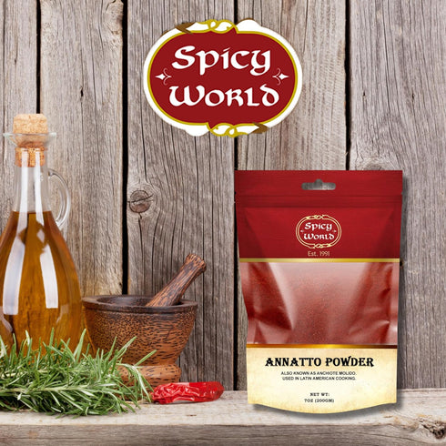 Spicy World Annatto Powder 7 Oz Bag - Premium Ground Annatto Seed and Achiote Powder for Vibrant Dishes - Latin American Flavors...