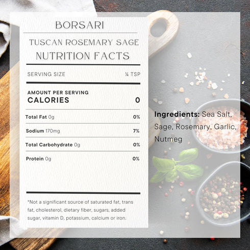 Borsari New Tuscan Rosemary Sage Seasoned Salt Blend - Gourmet Seasonings With Herbs and Spices - All Natural Seasoning for Cooking (Tuscan Rosema...