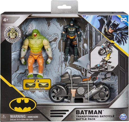 DC Comics, Batman Transforming Batcycle Battle Pack with Exclusive 4-inch Killer Croc and Batman Action Figure, Kids Toys for Boys and Girls Ages ...