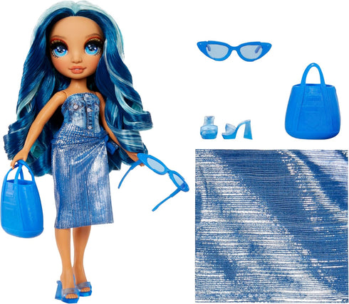 Rainbow High Swim & Style Skyler, Blue 11" Fashion Doll with Shimmery Wrap to Style 10+ Ways, Removable Swimsuit, Sandals, Fun Play Accessories, G...