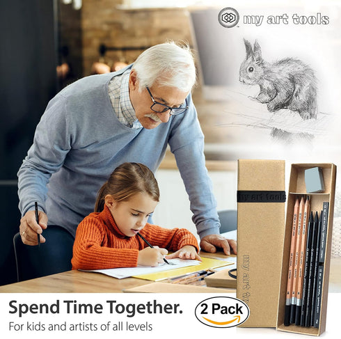 Sketch pencils for drawing and shading - 20pcs art sets with sketching pencils and erasers for all professional artists - dual pack charcoal and g...