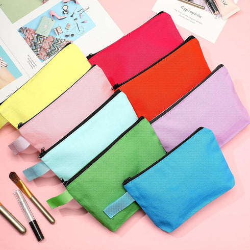 10 Pieces Canvas Makeup Bags Bulk Travel Cosmetic Bags Plain Makeup Pouch Multi-Purpose Blank Travel Toiletry Bag DIY Craft Bags with Zipper for W...