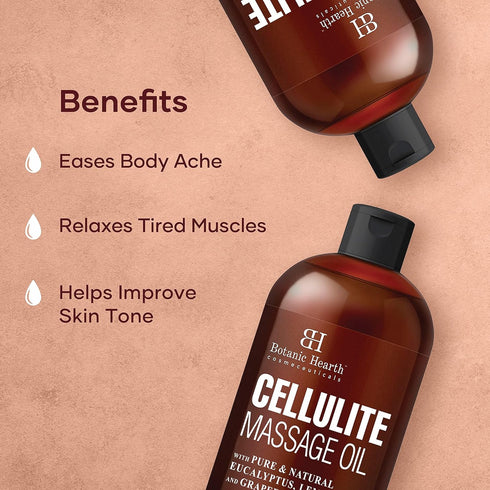 Botanic Hearth Anti Cellulite Massage Oil | Cellulite Oil for Thighs and Butt Firming | Unique Blend of Massage Essential Oils | Improves Skin Ton...