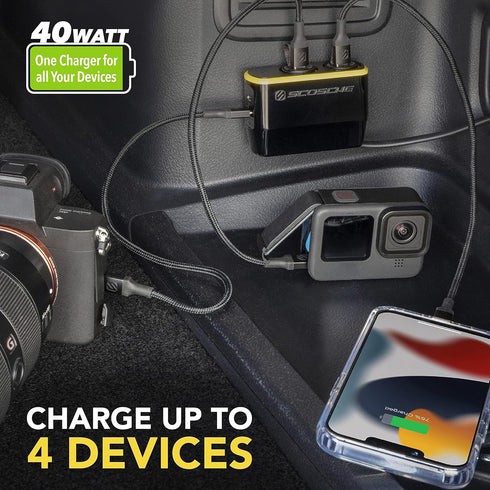 Scosche DCLSPD402SW DoubleUp Dual 12V Adapter with Dual 20W USB-C Power Delivery Charger, Add Power Ports and Double Cigarette Lighter Ports, Fast...