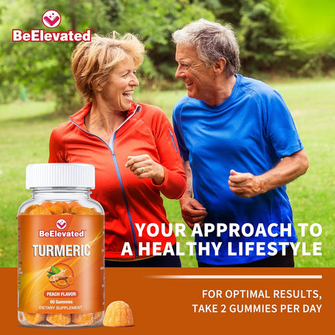 Turmeric Gummies for Adults - Extract 8:1 2000mg - Black Pepper and Ginger Supplements for Joint Support - Vegetarian Chewable Vitamins Supplement...