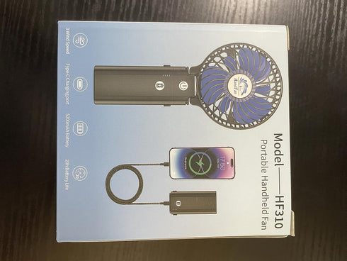 HandFan 5200mAh Portable Handheld Fan Rechargeable with Power Bank-3 Speeds Foldable Personal Cooling, 2-IN-1 Hand Held Fan Battery Operated, 20H ...