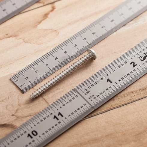 Mr. Pen- Machinist Ruler, 4 Pack (6, 8, 12, 14 inch), Metric Ruler, Millimeter Ruler, (1/64, 1/32, mm and .5 mm), 6 inch Ruler, Stainless Steel Ru...