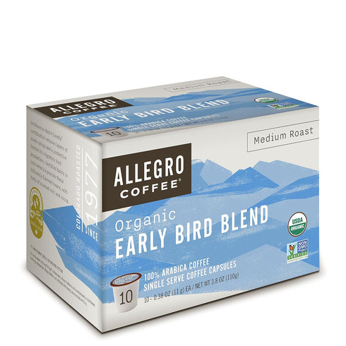 Allegro Coffee, Coffee Early Bird Blend Pods Organic 10 Count, 3.8 Ounce...