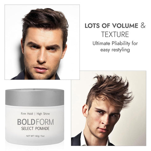 Bold Form Select Pomade with Firm Hold and High Shine - Hair Styling Products For Men - Water Soluble Men’s Hair Pomade with Natural Hair Care Ing...