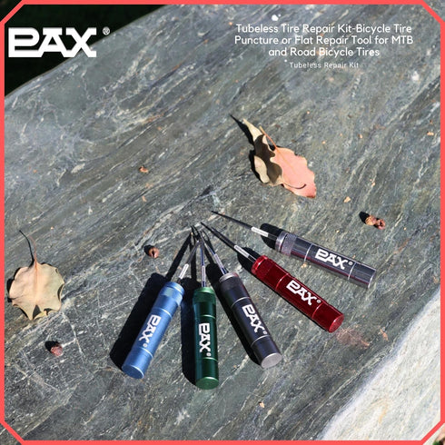 PAX 12 Pcs Tubeless Bike Tire Repair Kit, includes Storage Canister, Plugger Tool, Plugs-5 Bacon, and 5 Black Strips. Fix a Puncture or Flat, Fast...