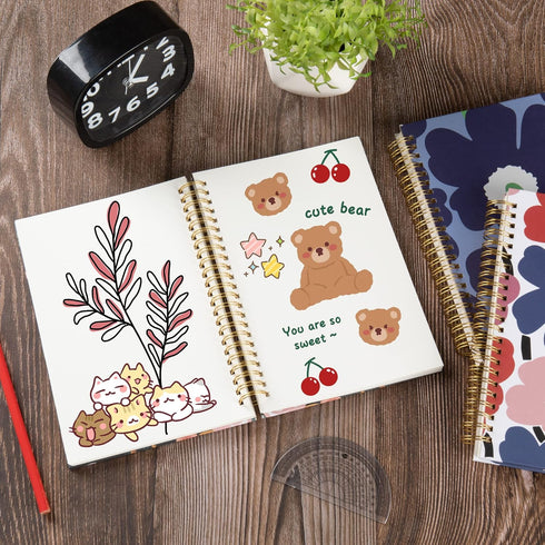Blank Spiral Notebook Bulk, A5 Flower Unlined Journals, 100GSM Thick Paper Travel Journal Set, Hard Cover, Plain Wirebound Draw Sketchbook Planner...