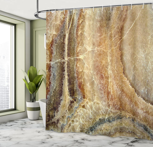 Ambesonne Marble Shower Curtain, Onyx Stone Surface Pattern Banded Variety Differing Lines Image Print, Cloth Fabric Bathroom Decor Set with Hooks...