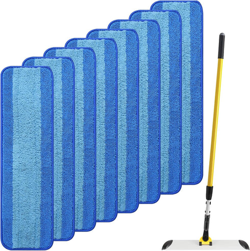 8 Pack Microfiber Cleaning Pad for Rubbermaid Commercial 18 Inch Mop and 17 Inch Mop, Reusable Wet & Dry Mop Refills for Commercial Flat Mop Syste...