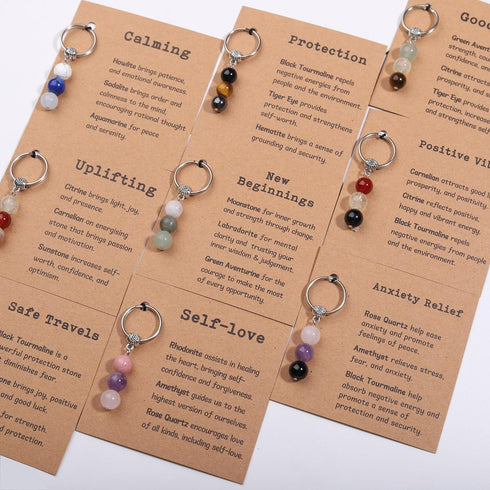Natural Crystals Keychain Gift for New Beginnings, Small Healing Stones Keychain for Anxiety Relief. Healing Crystals...